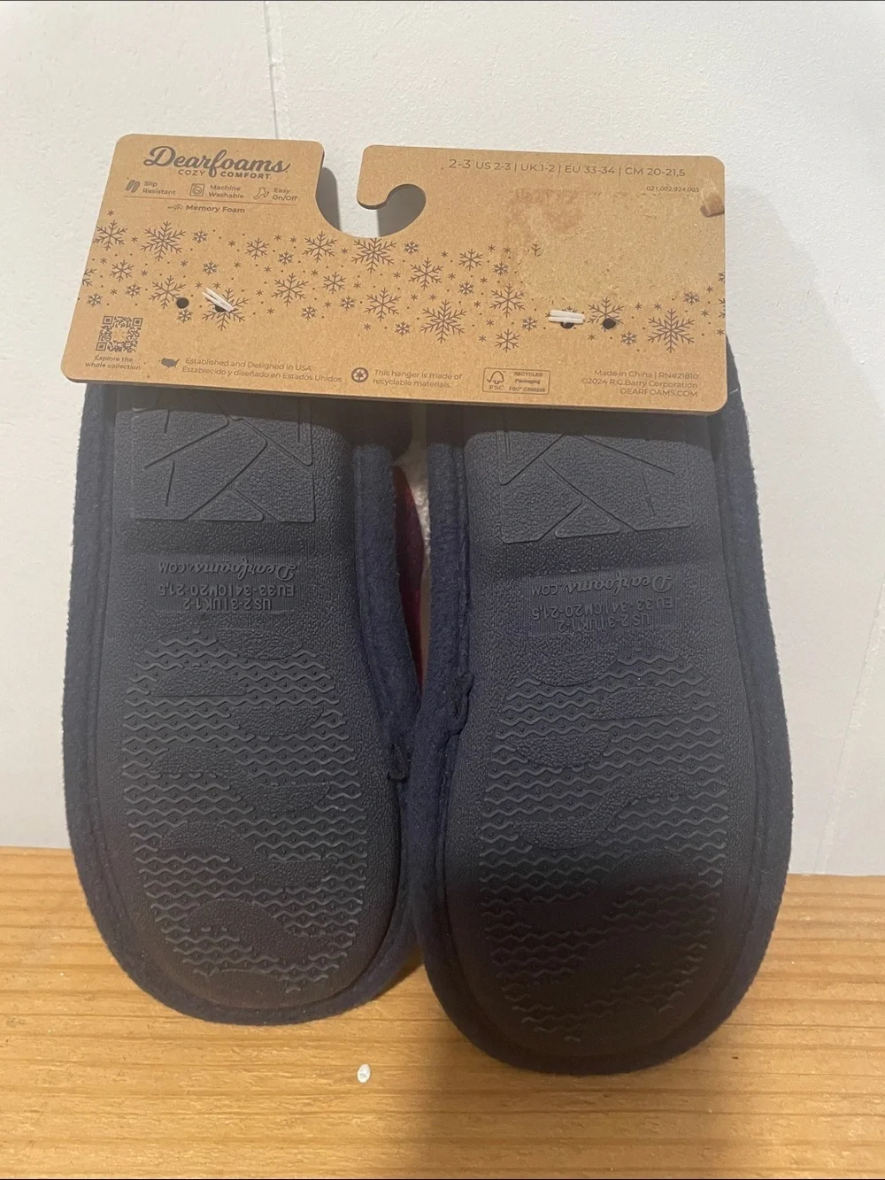 dearfoams Red & Black Plaid 'Lil Bear' Sherpa Clog Slippers